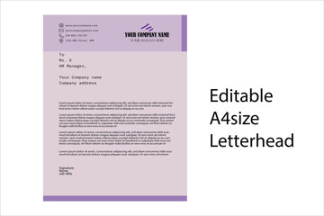 Professional violet letterhead graphic template