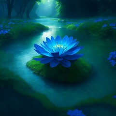 Fototapeta na wymiar blue flower in the water