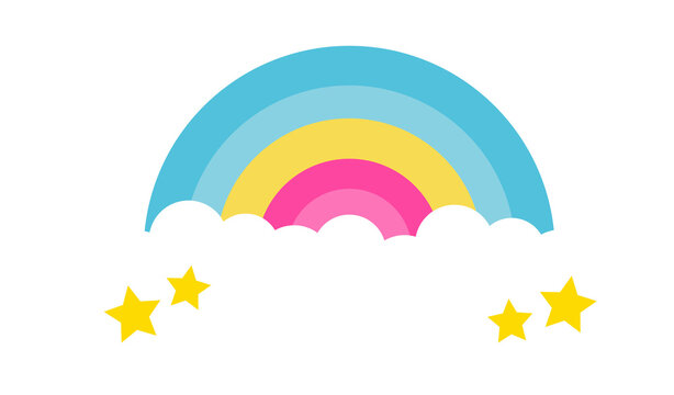 Arco&iacute;ris con nubes y estrellas sin fondo