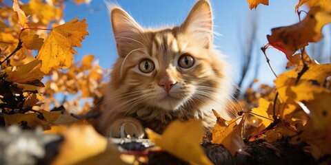 cat at  autumn park