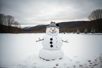 Obraz premium A snowman hat left in the snow