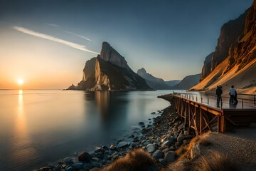 sunset on the lake 
Generator by using AI Technology
