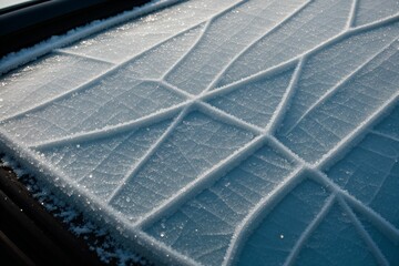 Close-up of frost on a car window