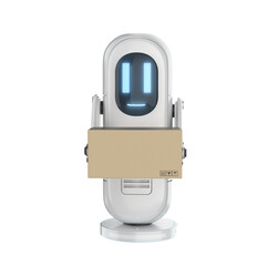 Smart logistic concept with delivery assistant robot send parcel box