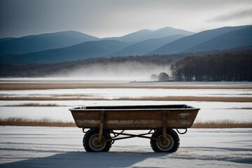 Frost on a forgotten wheelbarrow
