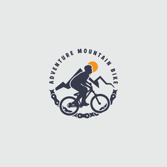 Mountain bike logo emblem vector image.downhill logo  backfround vector.