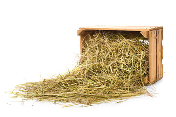 Overturned crate with straw on white background © Pixel-Shot