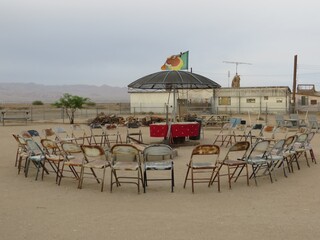 Old Metal Folding Chairs in a Circle at Bombay Beach, California