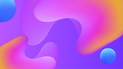 Abstract pink and purple liquid wavy shapes futuristic banner. Glowing retro waves vector background