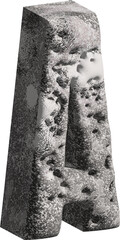  3d stone letter A with a rough textured background png.