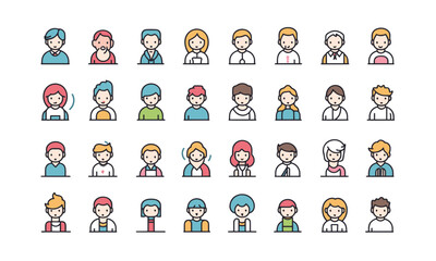 Obraz premium People-related line icons with editable strokes