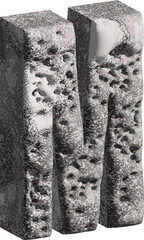  3d stone letter M with a rough textured background png.