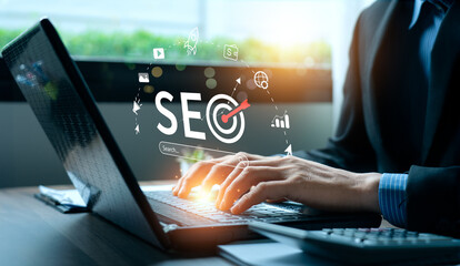 business people use SEO tools, Unlocking online potential. Boost visibility, attract organic...