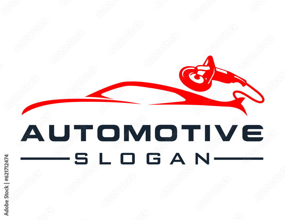 Poster logo design about automotive on a white background. created using the coreldraw application.