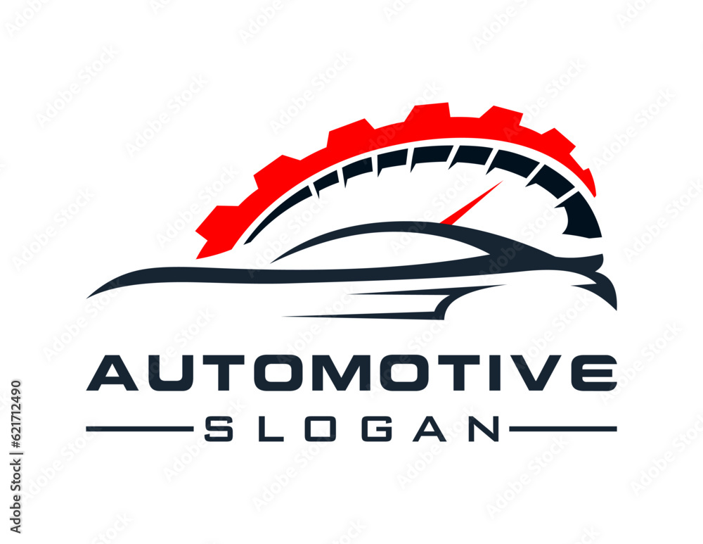 Poster logo design about automotive on a white background. created using the coreldraw application.