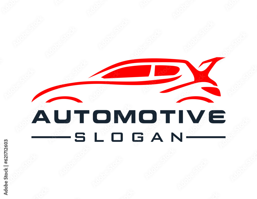 Poster logo design about automotive on a white background. created using the coreldraw application.