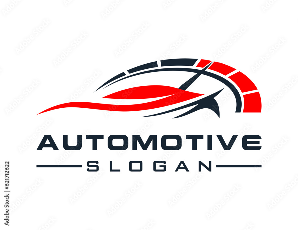 Poster logo design about automotive on a white background. created using the coreldraw application.