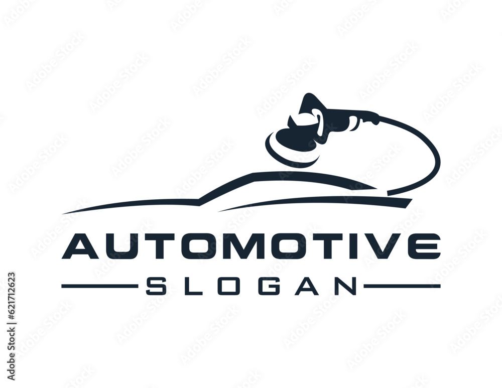 Poster logo design about automotive on a white background. created using the coreldraw application.