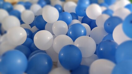 Blue and white party balloons