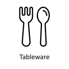 Tableware Vector outline Icon Design illustration. Food and Drinks Symbol on White background EPS 10 File 