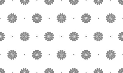 Grey heart flower geometric seamless pattern. Vector Repeating Texture.