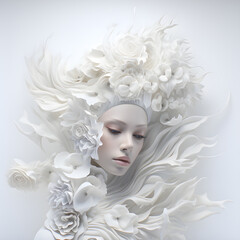 portrait of a woman with feathers