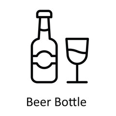 Beer Bottle Vector outline Icon Design illustration. Food and Drinks Symbol on White background EPS 10 File 