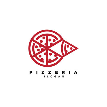 abstract linear Italian pizza logo design. Pizzeria restaurant or cafe logo vector