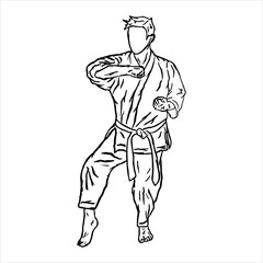 illustration line art of karateka 