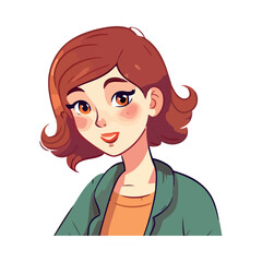 Smiling cartoon woman in cute fashion illustration