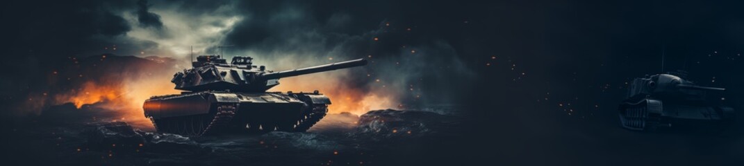 Futuristic tank in dark style. Generative AI