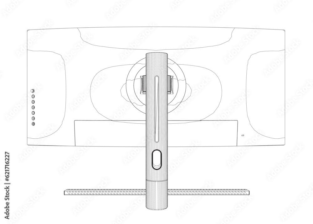 Poster outline of modern thin frame display computer monitor vector illustration..