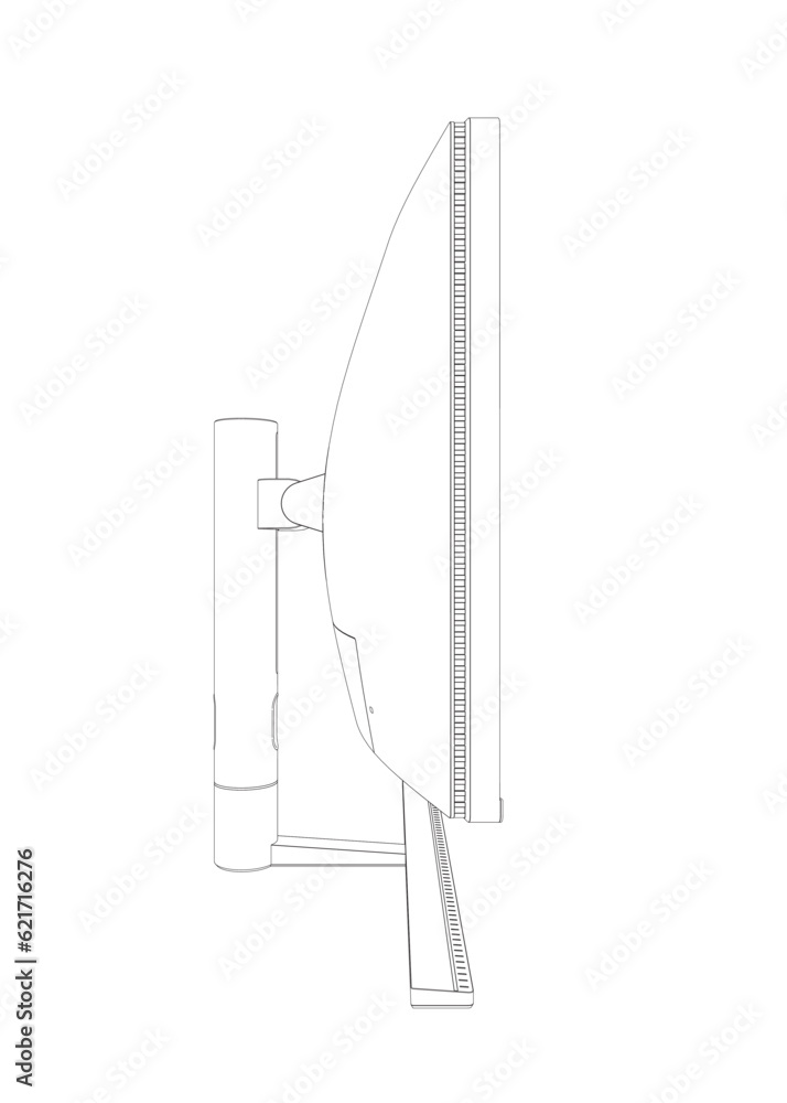 Poster outline of modern thin frame display computer monitor vector illustration..