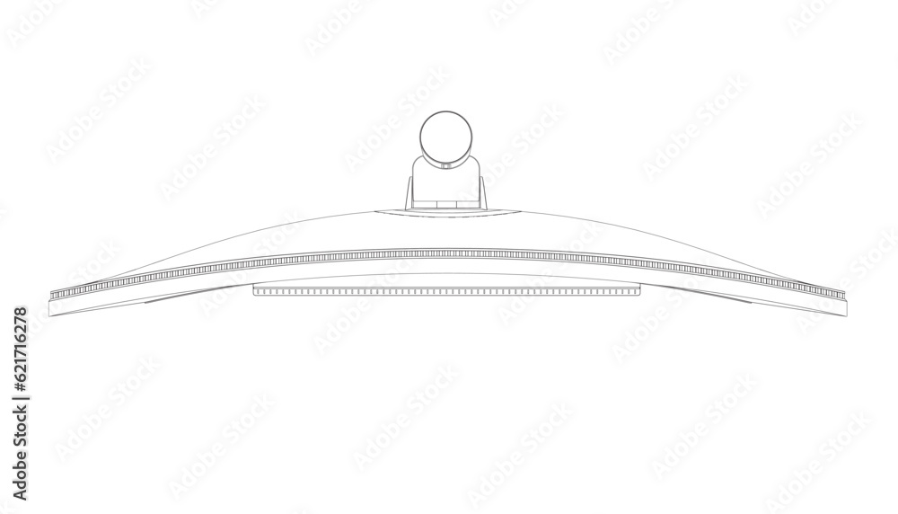 Poster outline of modern thin frame display computer monitor vector illustration..