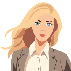 Blonde business woman cartoon character looking confident and wearing formal clothes