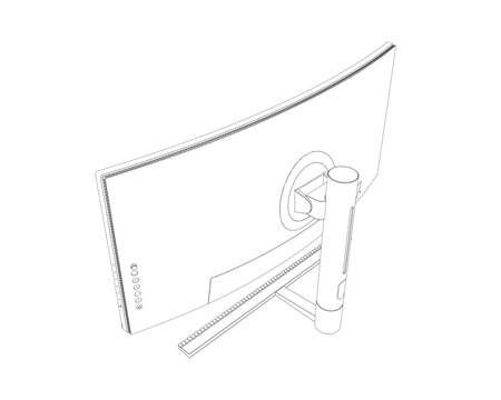 Outline of modern thin frame display computer monitor vector illustration..