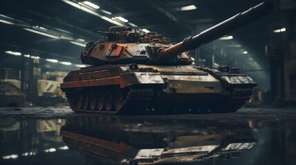 Futuristic tank in dark style. Generative AI
