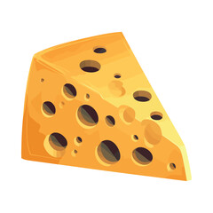Gourmet cheese slice on yellow backdrop
