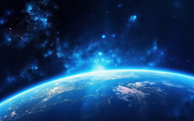 Fototapeta premium The Earth in the Cosmic Sky,created with generative ai tecnology.