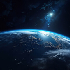 Obraz premium The Earth in the Cosmic Sky,created with generative ai tecnology.