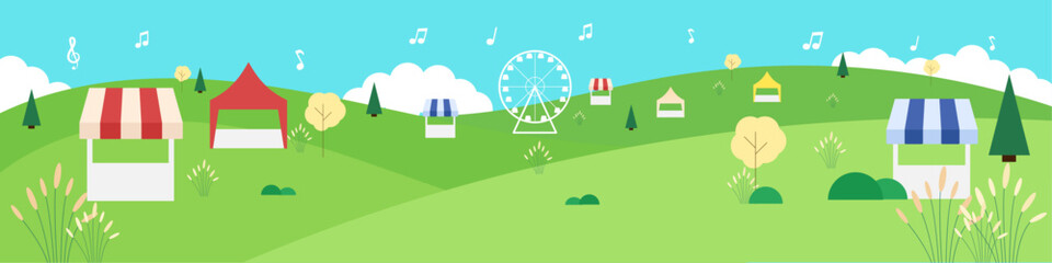 Music festival flat vector, banner