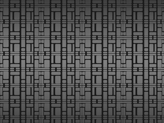 Black perforated metal plate. Black metal texture steel background. Perforated metal sheet. Abstract dark gray circle mesh pattern background texture. Black metallic background.