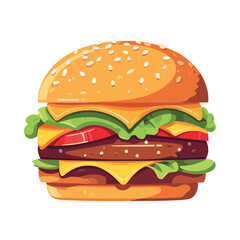 Gourmet cheeseburger meal with grilled steak sandwich