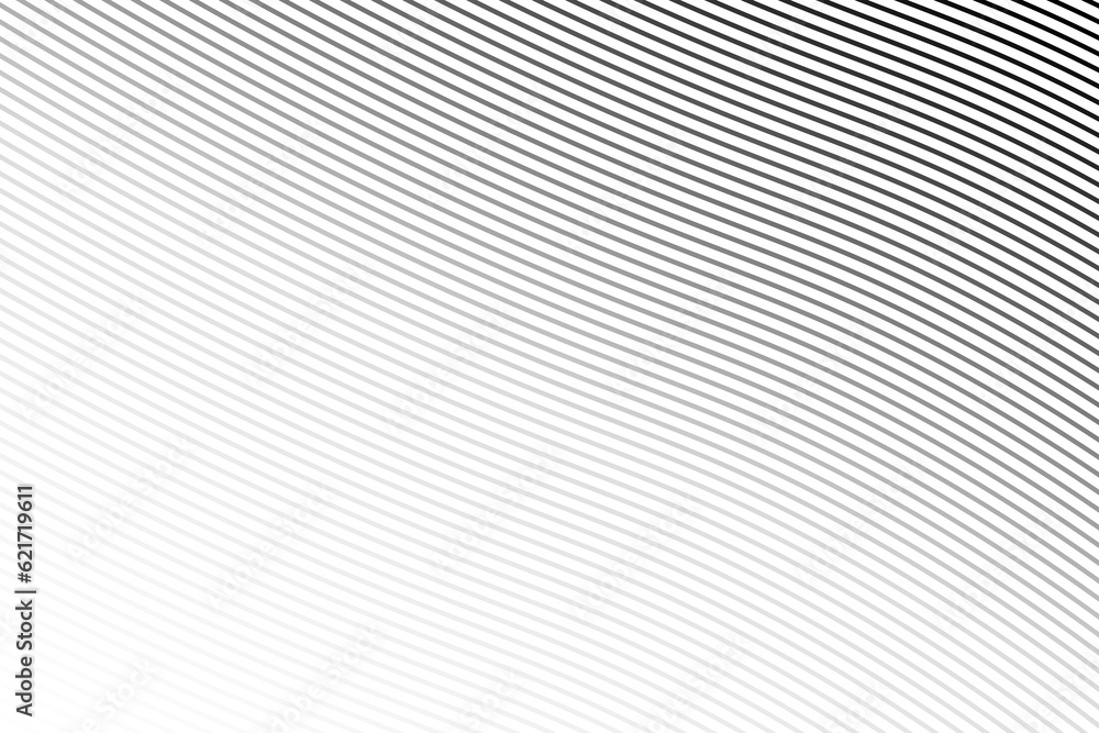 Poster abstract black and white vector background with curve lines and waves. diagonal lines halftone effec