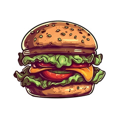 Grilled burger on sesame bun with cheese