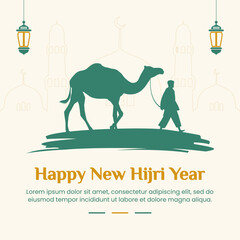 Vector Graphic of Happy New Hijri Year 1440, Translation from Arabic Happy Islamic New Year