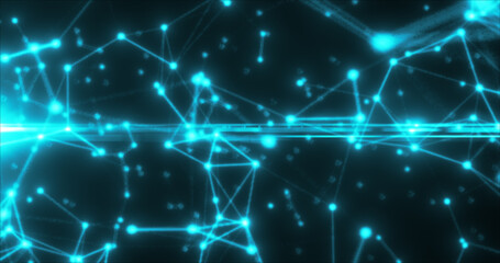 Abstract blue energy lines plexus triangles magical bright glowing futuristic hi-tech background