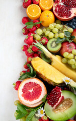 Fresh fruits. Juicy fruits variety natural nutrition.
