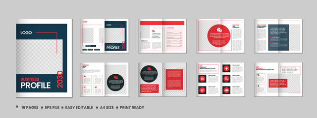 Company profile, multipage brochure template, include cover page, vertical a4 format presentation, landing page, annual report, leaflet, magazine, catalog, minimalist colorful geometric layout design