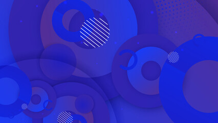 Abstract blue Memphis flat geometric shapes background.